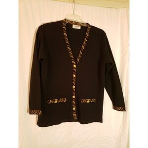 Women's Alfred Dunner Black Sparkle Cardigan Sweater Size L